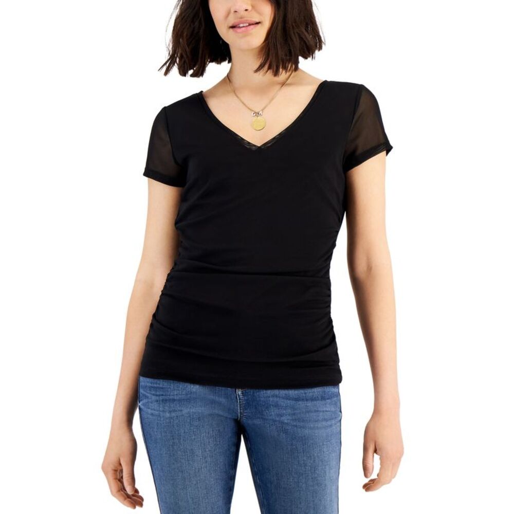 INC International Concepts Womens Mesh V Neck T-Shirt